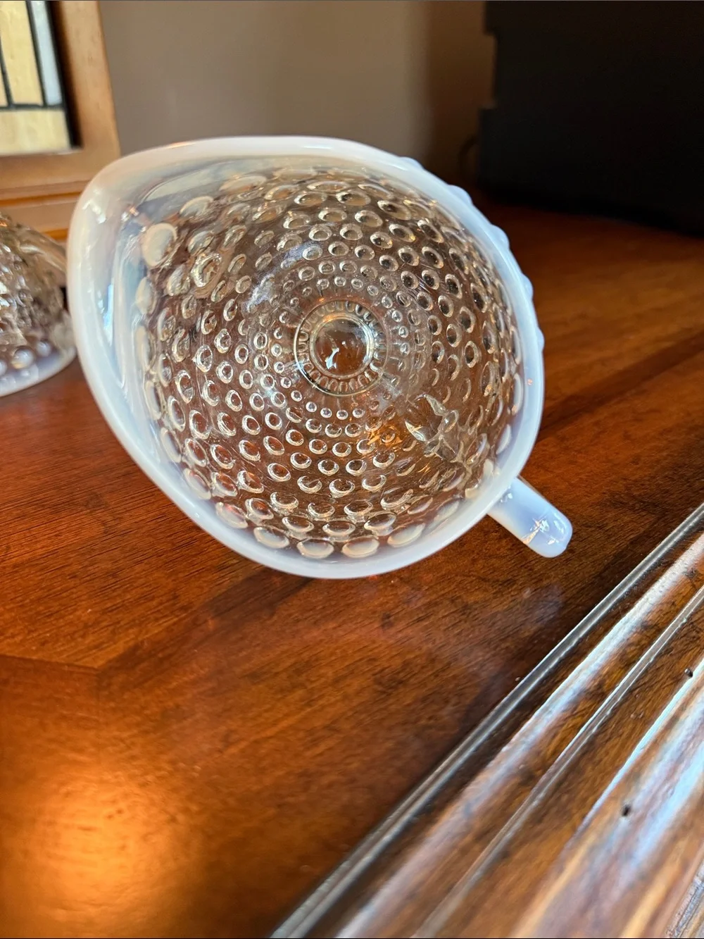Vintage Moonstone Hobnail Creamer and Sugar Set